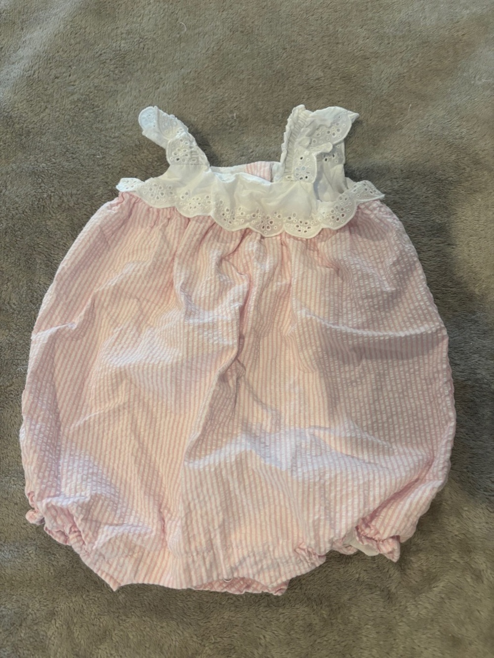 Janie and Jack Bubble Romper with Pink Stripes 12-18 Months